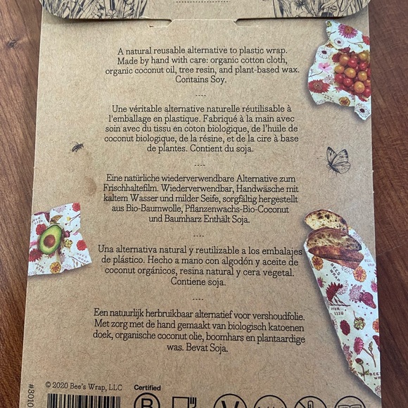 Bee’s Wrap (Vegan Assorted 3 Pack) (Meadow Magic) (Brand New) - Picture 5 of 8